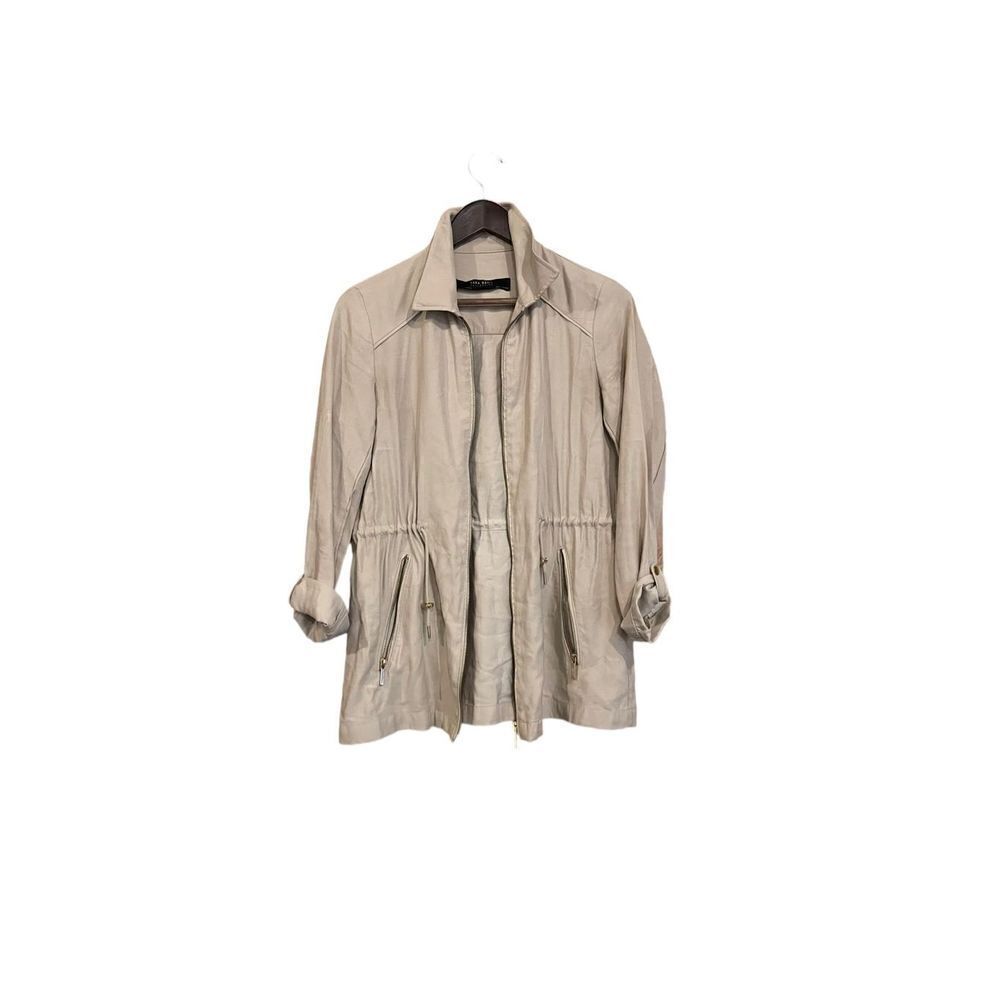 Zara Basic Khaki Light Zip Jacket Women Small
